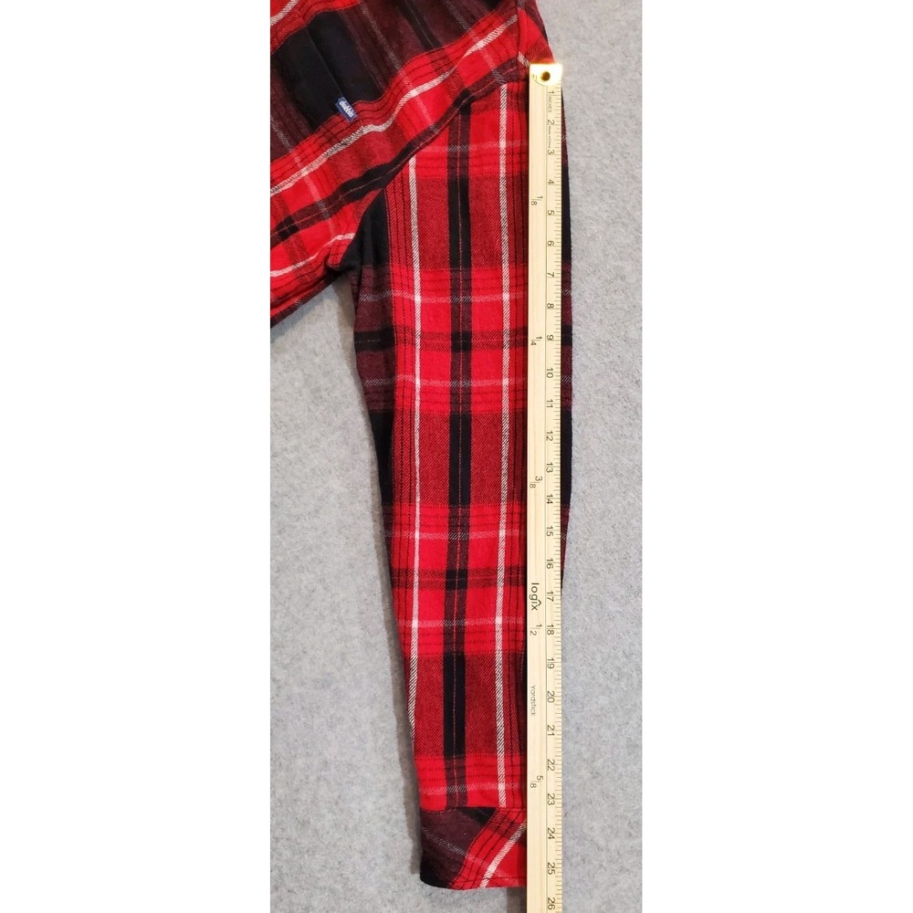 Chubbies Button Down Shirt Mens L Black Red Flannel Plaid Long Sleeve Collared - Picture 5 of 8